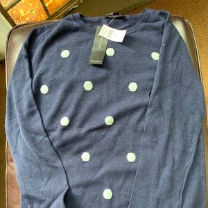 Navy Blue with white Dot crew neck Sweater
